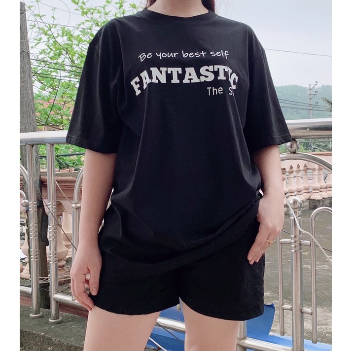 Áo thun nam nữ unisex tay lỡ,cotton cao cấp co dãn 4 chiều, dáng form rộng, hàng thiết kế in chữ FANTASTIC.