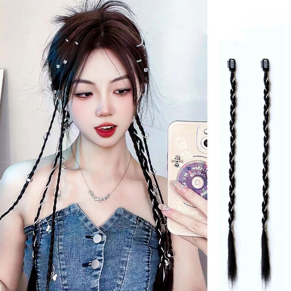 Dây Buộc Tóc Giả Thắt Bím Đuôi Ngựa Co Giãn Y2K Dành Cho Nữ
