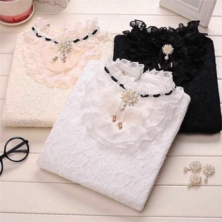 Áo thun nữ tay dài phối ren plus
