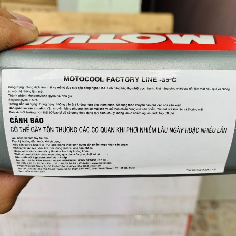 Nước Làm Mát Motul MOTOCOOL Factory Line Organic + Motorcycle Coolant / Antifreeze Made in France