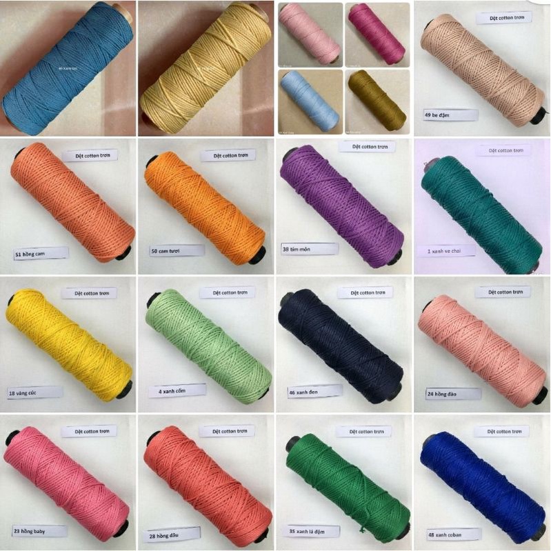 Sợi Dệt Cotton 2mm Móc Nón, Túi Ví..