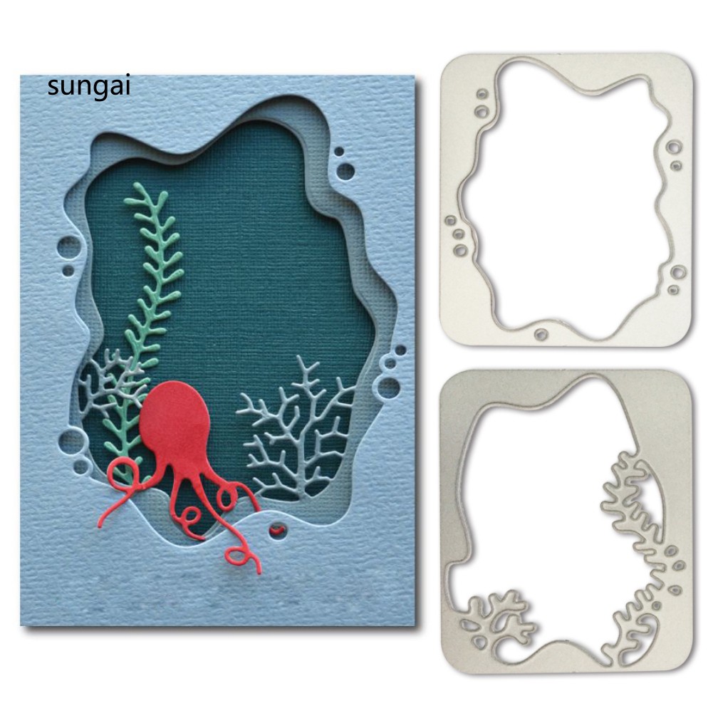 ☆SG☆2Pcs DIY Cutting Dies Water Grass Frame Art Photo Album DIY Embossing Stencil