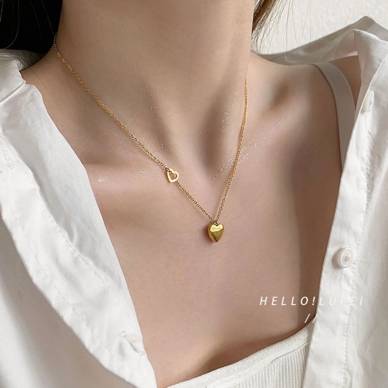 Vòng Cổ Mặt Hình Trái Tim Khắc Chữ Love You More Phong Cách Pháp Gợi Cảm Cho Nữ