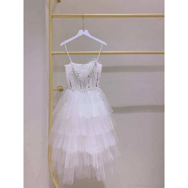 Đầm dự tiệc công chúa hai dây dún lưới kết đá pha lê TRIPBLE T DRESS - size M/L - MS352V