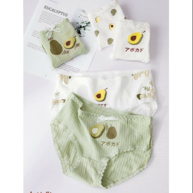 Quần Lót Nữ Cotton gân tăm - Quần Chip Nữ Quả Bơ kháng khuẩn thoáng mát đính nơ tôn vòng 3 gợi cảm - QL Quả Bơ