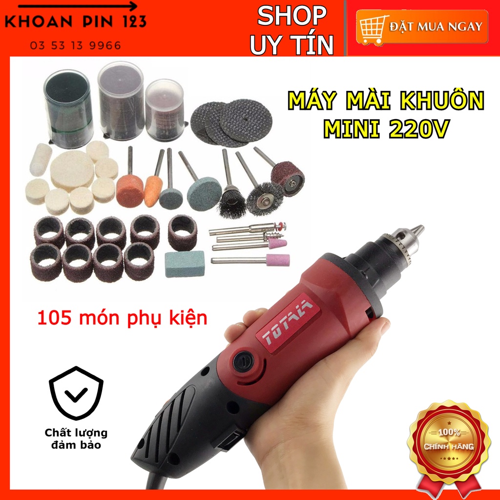 COMBO máy mài khuôn mini KHAISON và 105 món phụ kiện mài, khắc mini tiện lợi