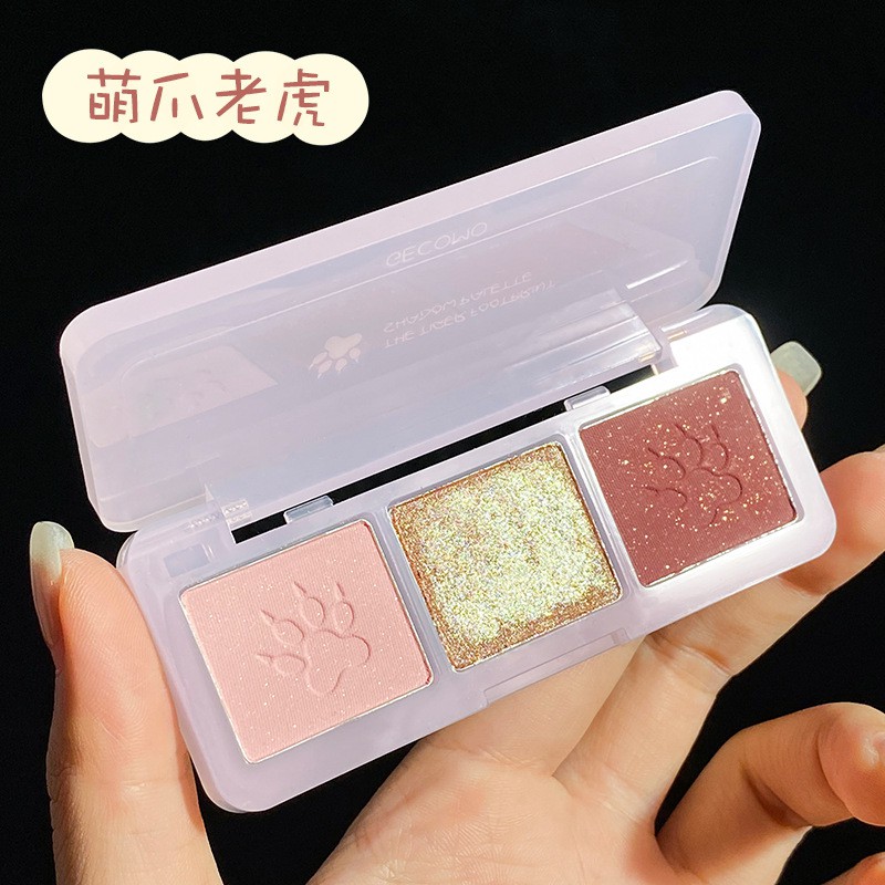 [Hàng mới về] Bảng Phấn Mắt 3 Màu Thiết Kế In Hình Dấu Chân Động Vật Đáng Yêu | BigBuy360 - bigbuy360.vn