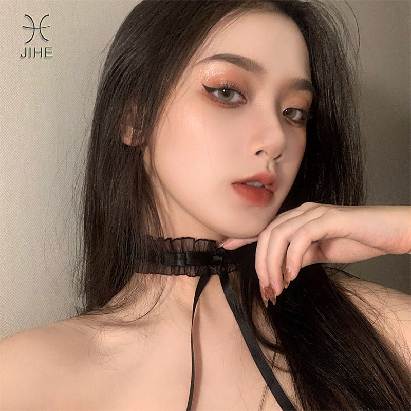 Choker Ren Đen Mặt Nơ Phong Cách Nhật Và Hàn