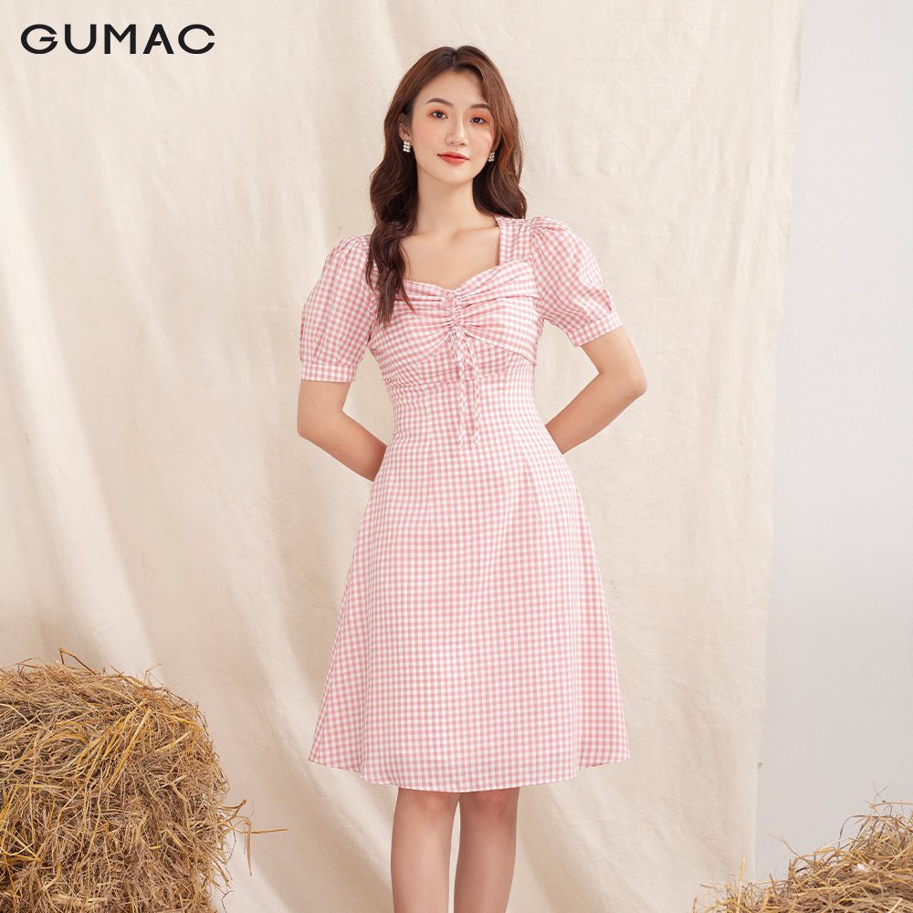Đầm caro rút ngực GUMAC DA1002