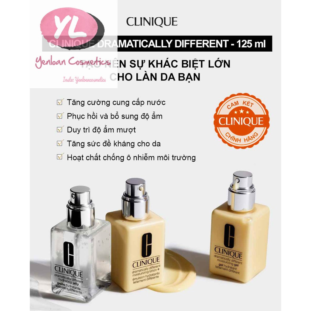 Hỏa tốc -  Set Kem dưỡng Clinique Dramatically Different Moisturizing - Hydrating gel, jelly, lotion 125ml