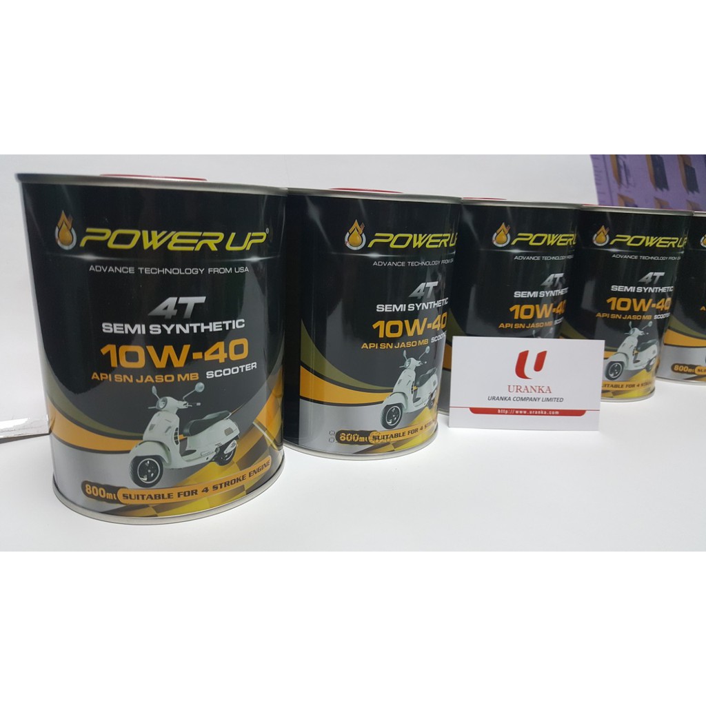 DẦU NHỚT BÁN TỔNG HỢP POWER UP DÀNH CHO XE TAY GA 4T SEMI SYNTHETIC 10W40 API SN JASO MB SCOOTER  0.8L NHẬP K