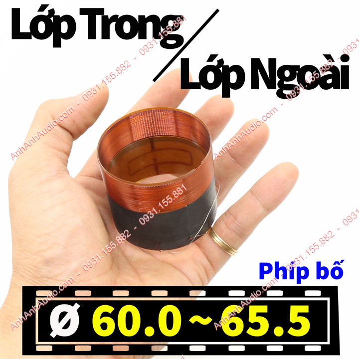 Coil bass 63.5 - 65.5 - 60.5 - 61 - 62 - 63 - 64 Lớp Trong Lớp Ngoài , coil loa bass In Out