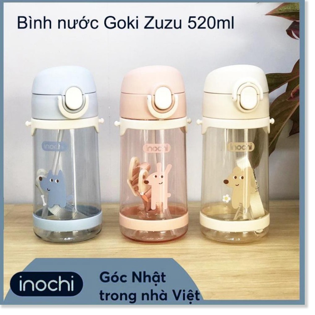 Bình Đựng Nước Trẻ Em, Bình Tập Uống Sữa Cho Bé GOKI ZUZU INOCHI Cao Cấp Inochi Có Ống Hút 520ml