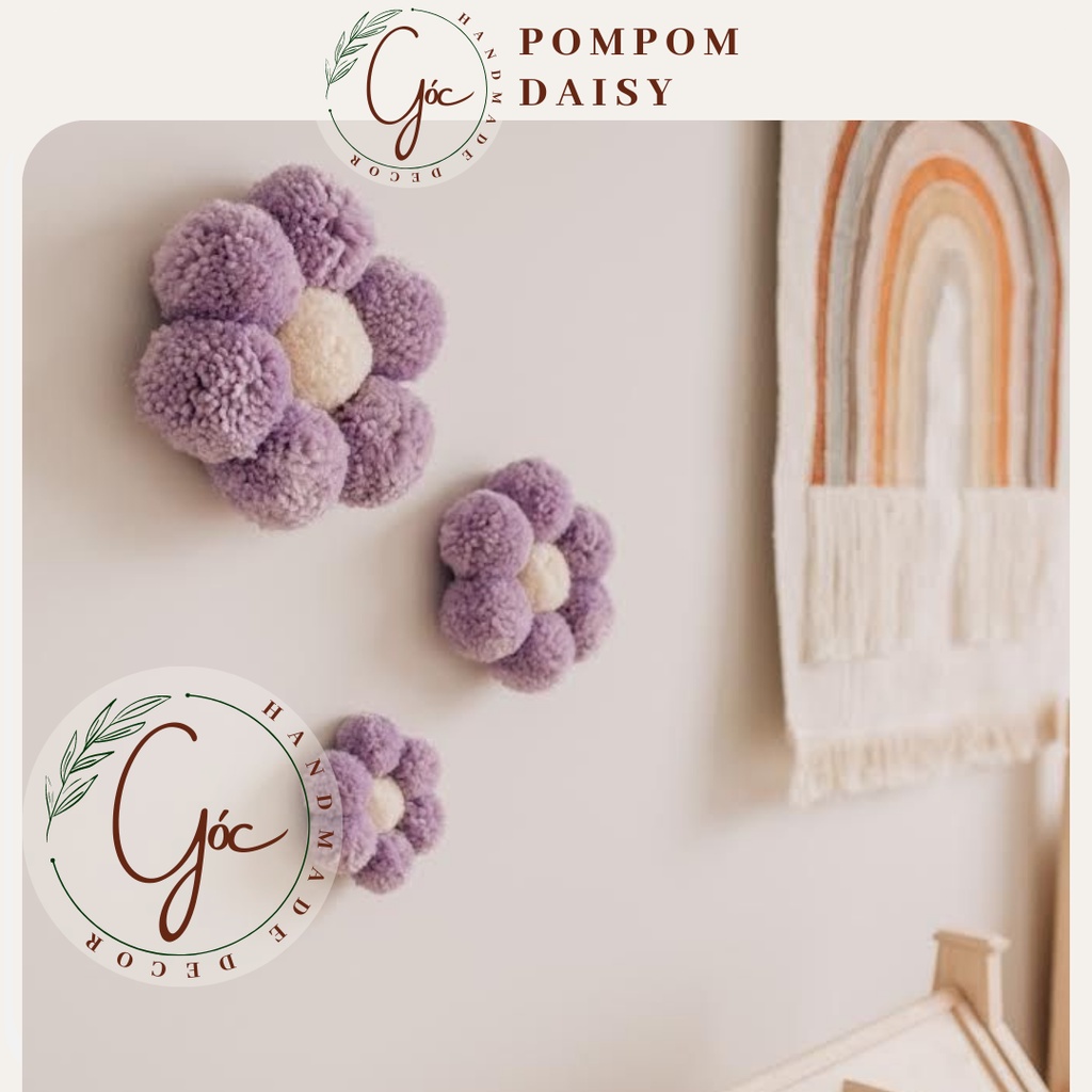 Bông hoa len Daisy nhà Góc treo tường trang trí phòng ngủ xinh xắn, làm quà, làm gối ôm cho bé