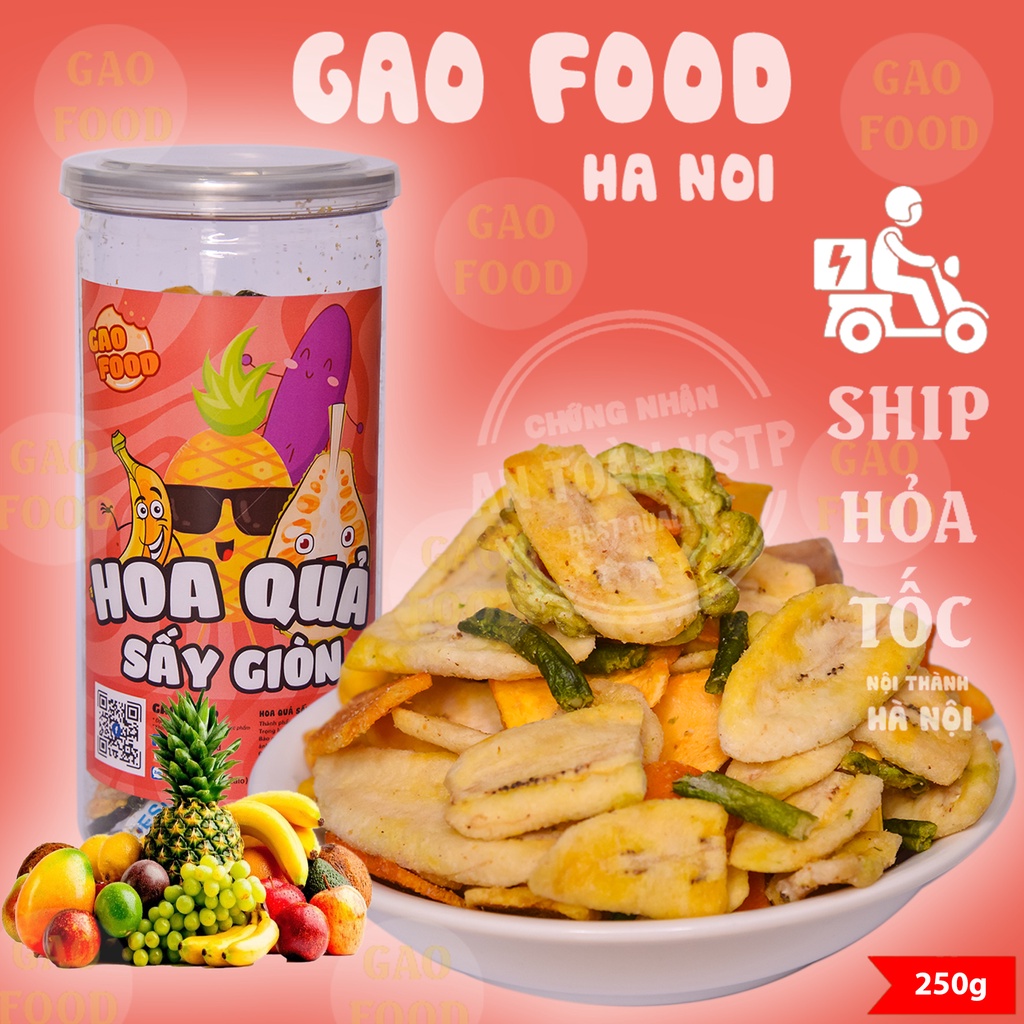 Trái Cây Thập Cẩm Sấy Giòn Hũ Pét 250g FREESHIP Đồ Ăn Vặt GaoGao-Ăn Vặt Hà Nội