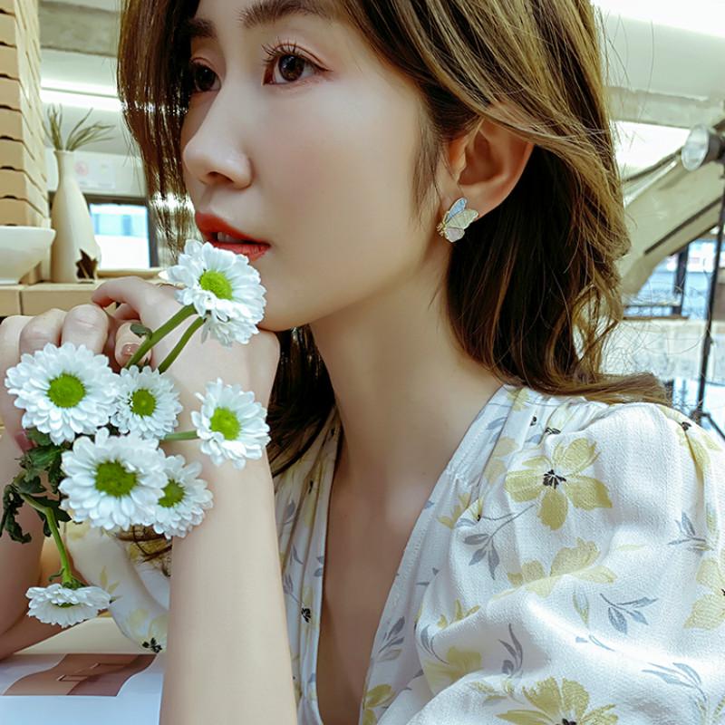 BUTTERFLY Bông Tai Mạ Bạc S925 Hình Bướm Phong Cách Vintage