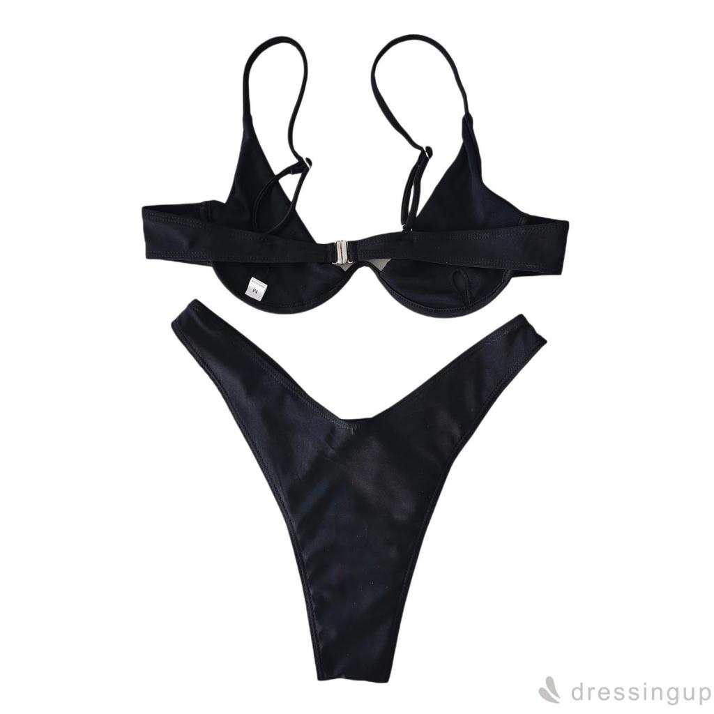 Bộ đồ bơi bikini cổ chữ V xẻ sâu họa tiết đầu lâu + quần lót lưng thun co giãn cho nữ
 | BigBuy360 - bigbuy360.vn