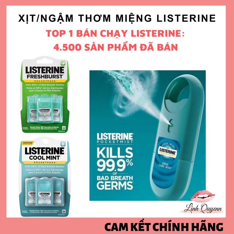 Xịt/Miếng ngậm thơm miệng Listerine Hàng Mỹ