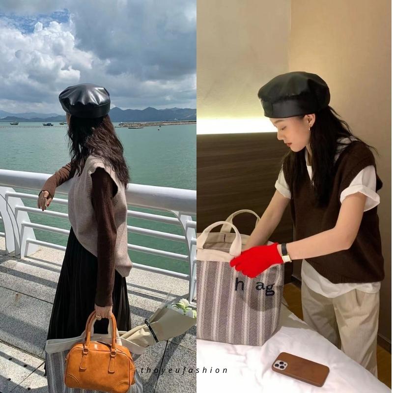 Áo Gile Len Nữ Trơn Cổ V Basic, Áo Ghile Form Rộng nhiều Màu Chất Len Lông Thỏ Mềm Mịn Phong Cách Hàn Quốc Vintage M6615