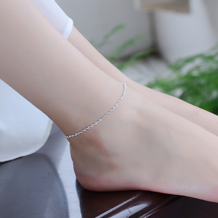 Lắc chân nữ dây xoắn sợi mảnh thời trang, bạc S925 - LC52