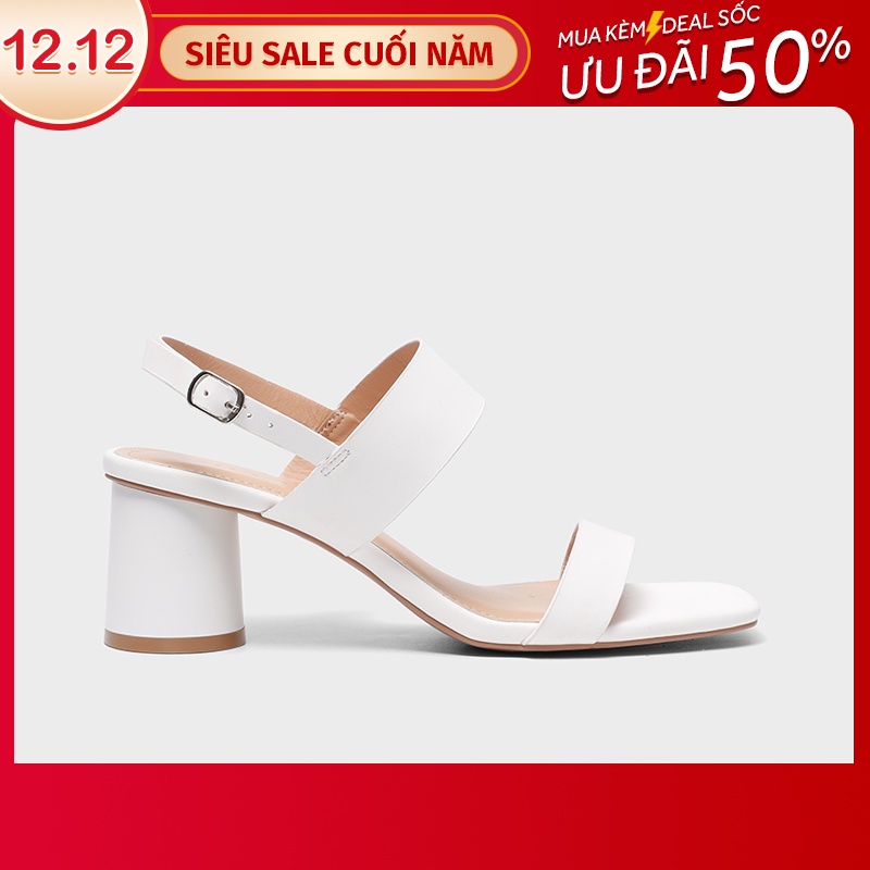 Giày Sandal DILY Phối Dây Thời Trang Gót Vuông Cao 5cm Màu Trắng_AA0185