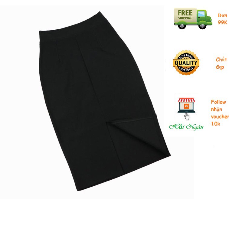 CHÂN VÁY BÚT CHÌ CÔNG SỞ LƯNG THUN XẺ TÀ SAU HẢI NGÂN có big size 86KG