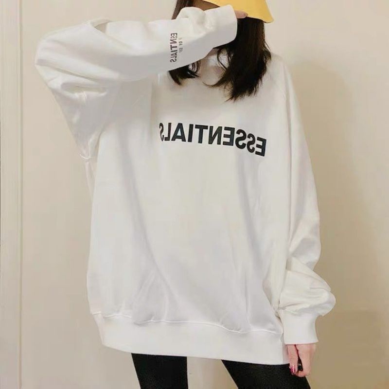 Áo Sweater nỉ Anne9x Store/ Áo Nỉ phối Tay In ESSENTIALS form Unisex phong cách Ulzzang Freesize | BigBuy360 - bigbuy360.vn