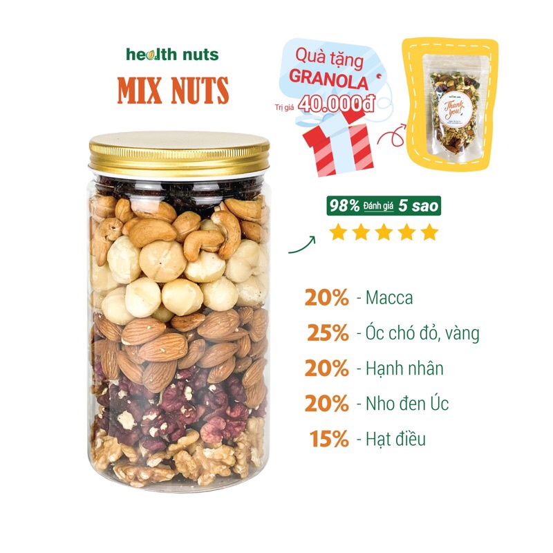 Hộp 6 hạt Mixnuts tách vỏ (Nướng chín giòn ngon)