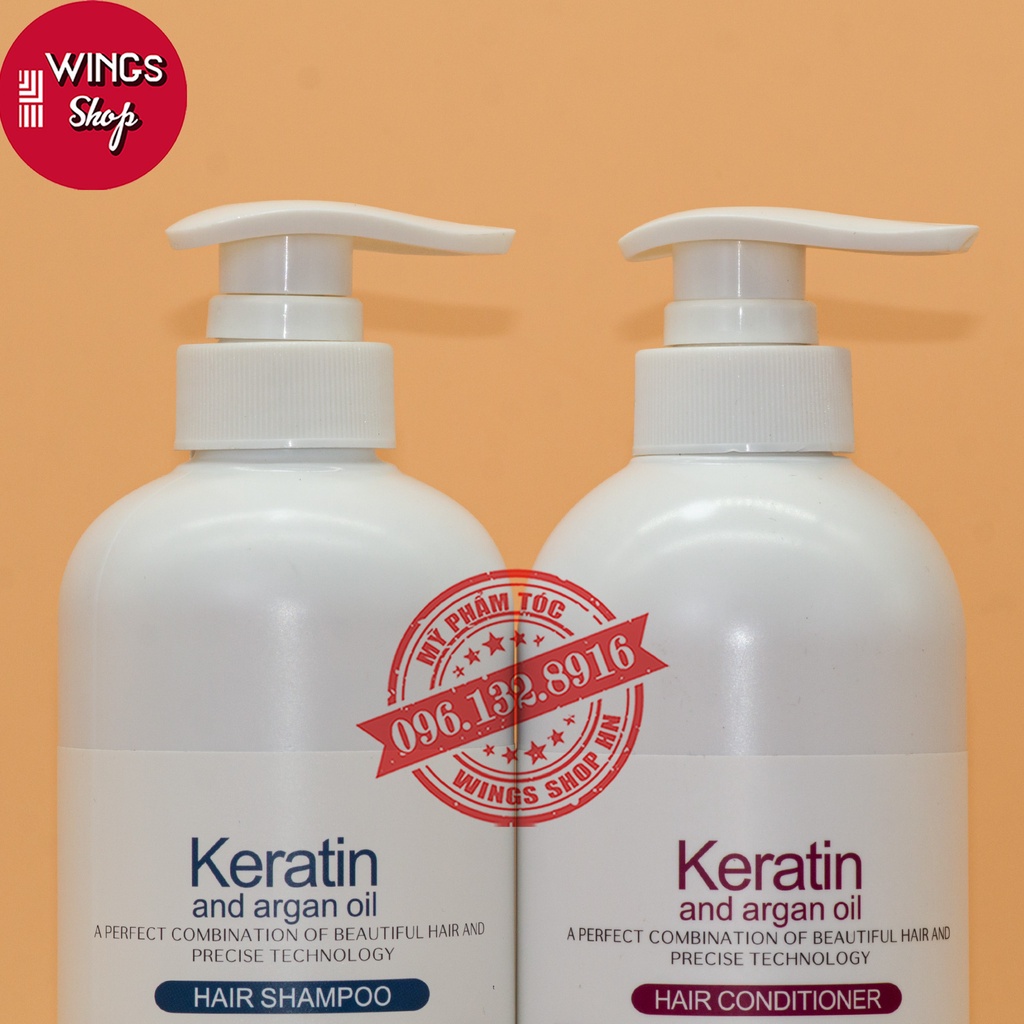 Cặp dầu gội xả Keratin & Argan Oil 800ML | Phục hồi tóc khô xơ Ngăn rụng tóc | Wings Shop