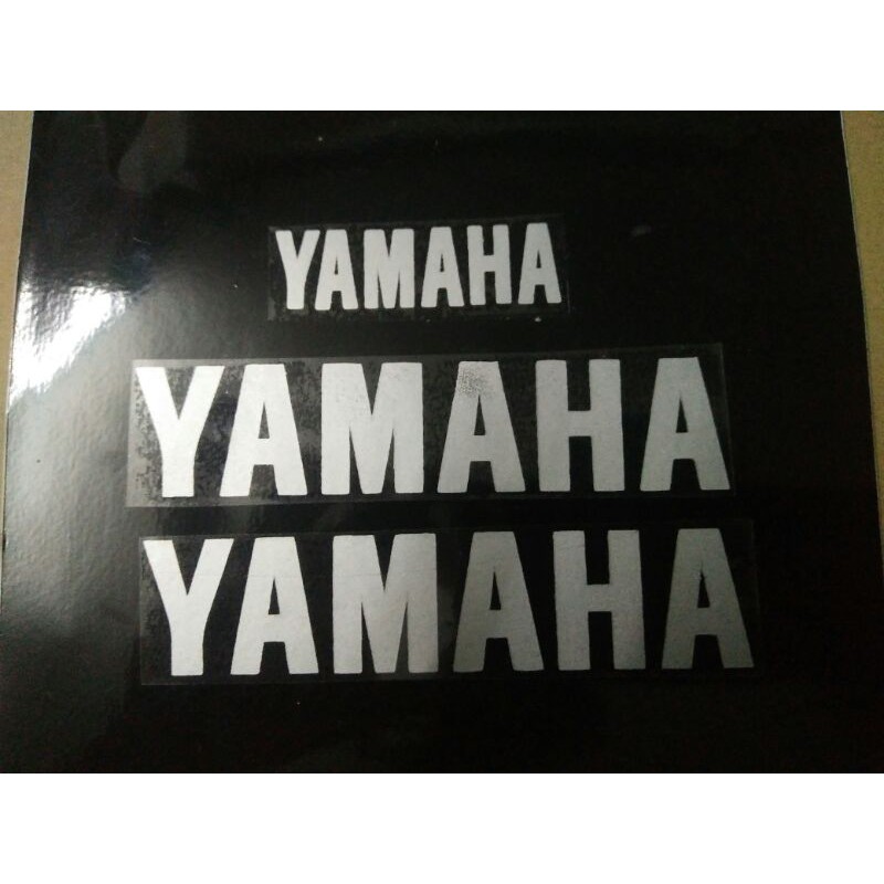 Bộ tem chữ Yammaha trang trí xe màu bạc