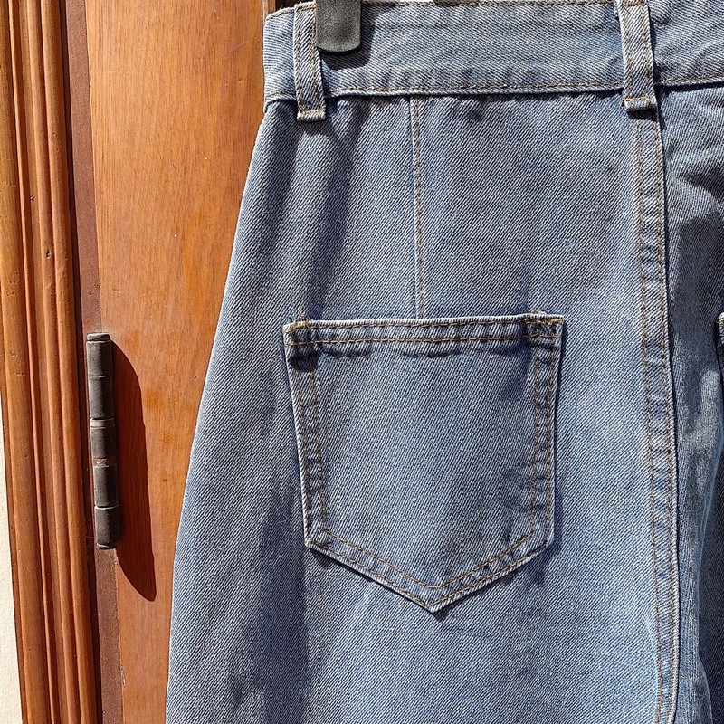 Quần SIU JEANS ống suông lưng cao form chuẩn dễ mix phối đồ cực xinh chất vải dày dặn