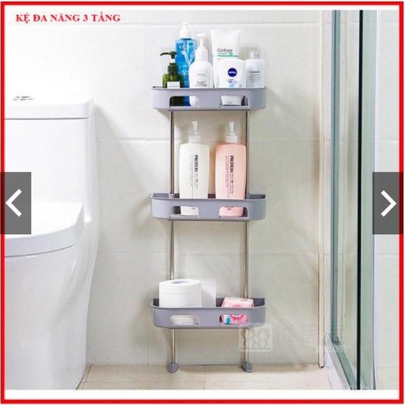 ⭐️[DEALSỐC]LOẠI1 Kệ nhựa khung inox đa năng 2,3 tầng đa năng. kệ sau bồn cầu,dán tường bếp dán tường .tiết kiệm ko gian