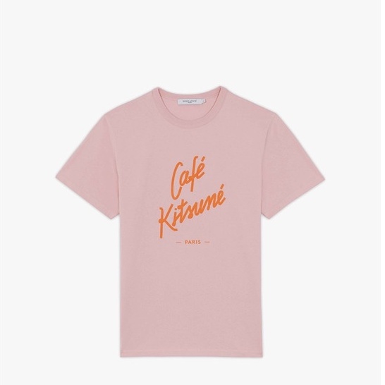 Áo Thun Cotton Ngắn Tay Cổ Tròn In Hình Maison Kitsune x Caf Kitsun Cá Tính