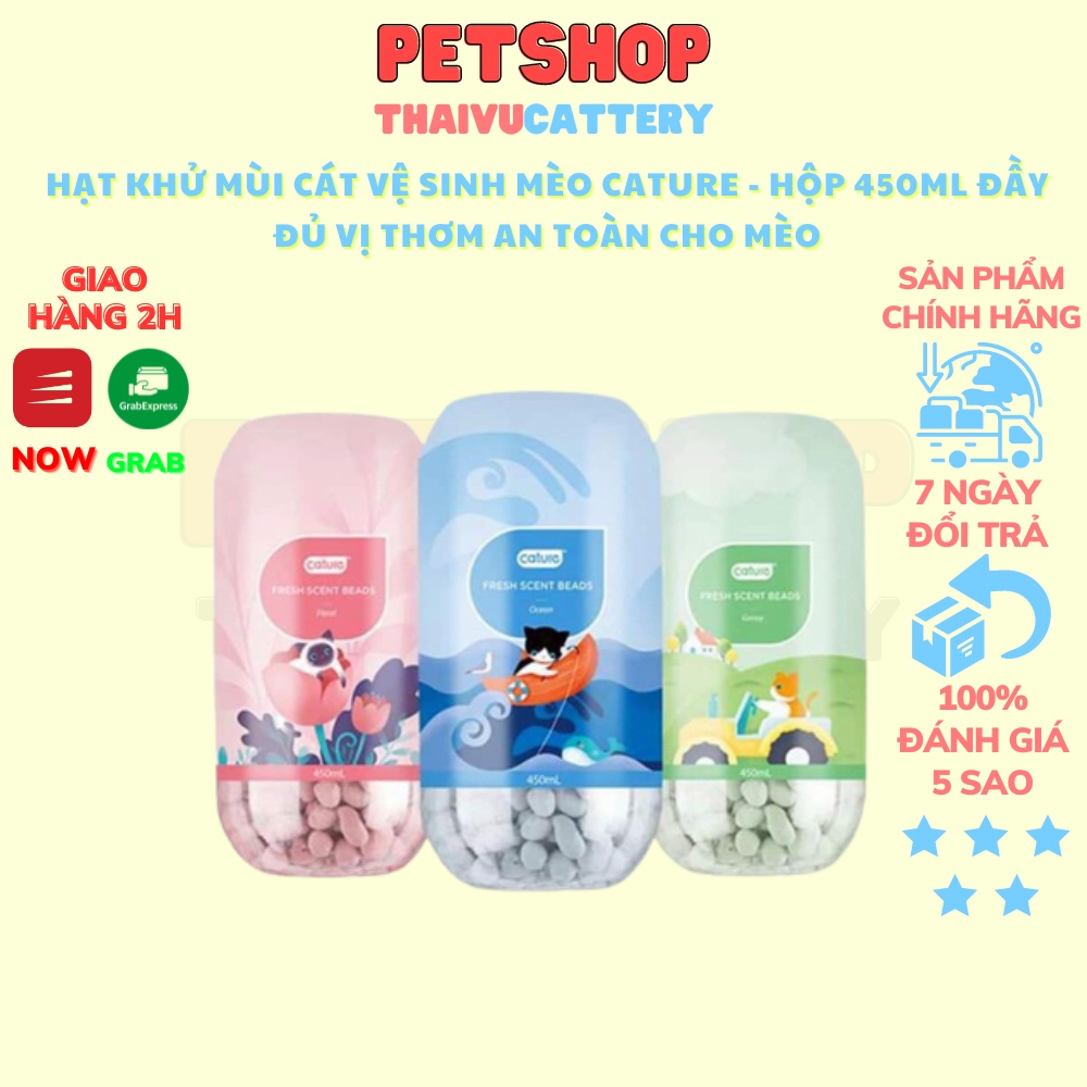 Hạt khử mùi cát vệ sinh mèo Cature - Hộp 450ml Đầy đủ vị thơm an toàn cho mèo con-Thaivucattery