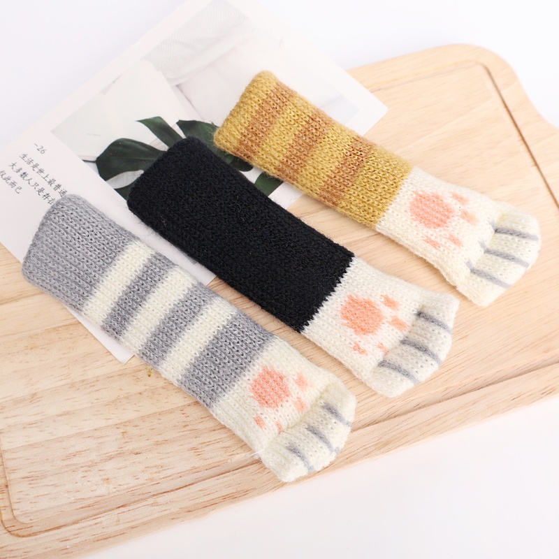 1 Vỏ Bọc Chân Ghế Hình Bàn Chân Mèo Bằng Len Dày Chống Mòn/Trượt/Trượt/Mòn Bảo Vệ Sàn Nhà