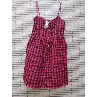 Thanh lý Nguyên Tem Đầm hotgirl 2 dây đỏ caro size M L
