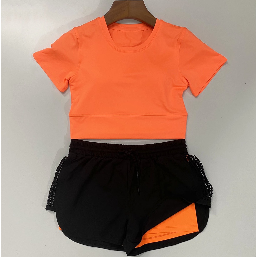 Bộ Tập Thể Thao, Gym, yoga Nữ- Áo Croptop, Bra - Quần Short Chất Dày Dặn, Co Giãn 4 Chiều Thoải Mái Vận Động