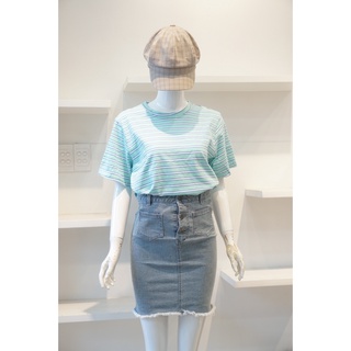Áo thun sọc cotton 144 xanh ngọc