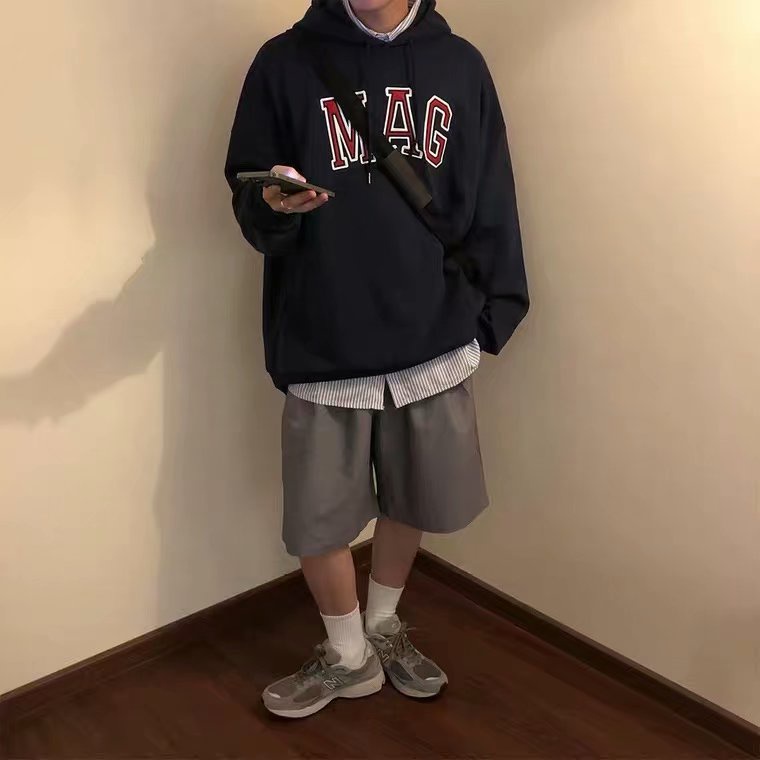 Áo hoodie dáng rộng in chữ phong cách đường phố Hàn Quốc thời trang mùa đông cho nam size M-5XL