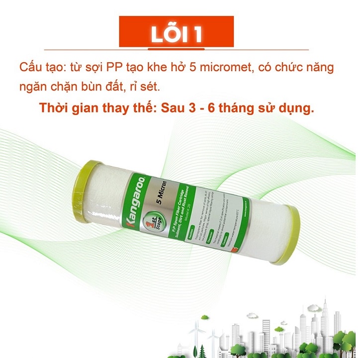 Bộ 3 lõi lọc nước RO Kangaroo số 1,2,3