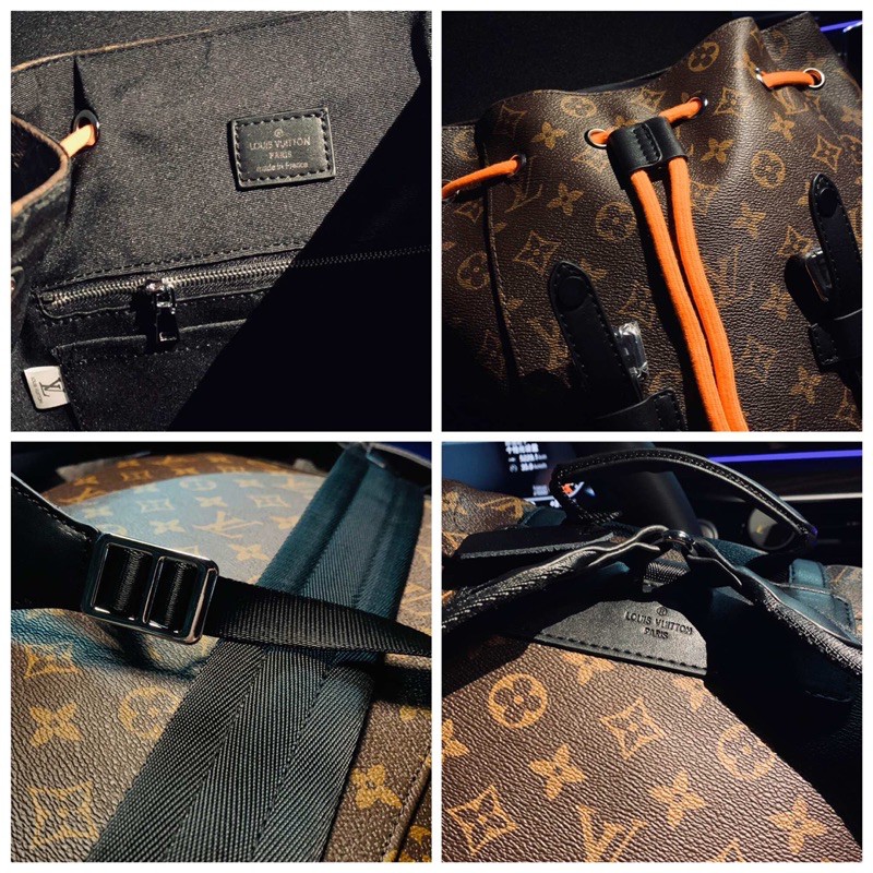 Balo thời trang đeo vai da cao cấp thêu hoạ tiết dáng to khoá dây rút louis vuitton LV