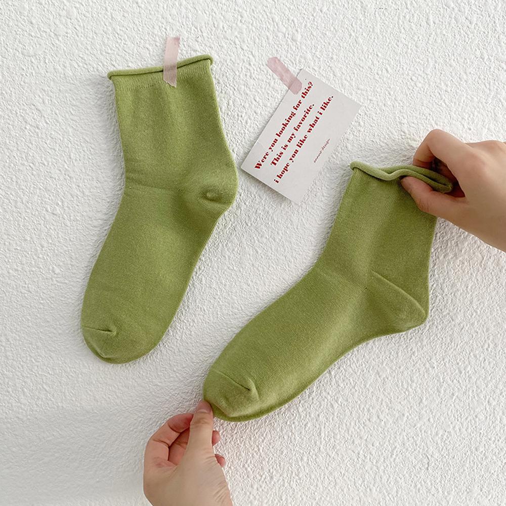 Vớ Cotton Cổ Vừa Màu Trơn Thoáng Khí Thời Trang Cho Nữ