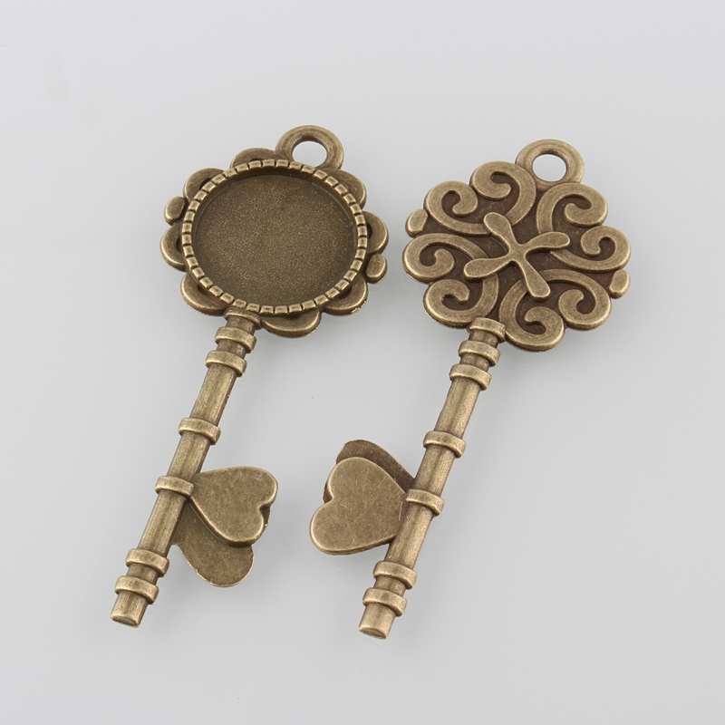 10 Chìa khóa bằng hợp kim đồng không chứa niken cổ điển phong cách tibetan khay 20mm 73x29x2mm lỗ 4mm làm đồ trang sức