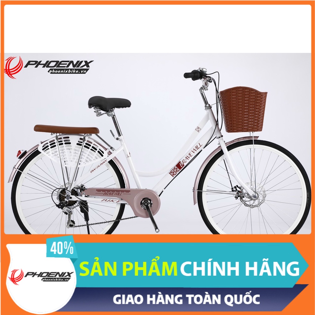 Xe đạp Bravewill SUNNY khung thép phanh đĩa cho nữ 26inch