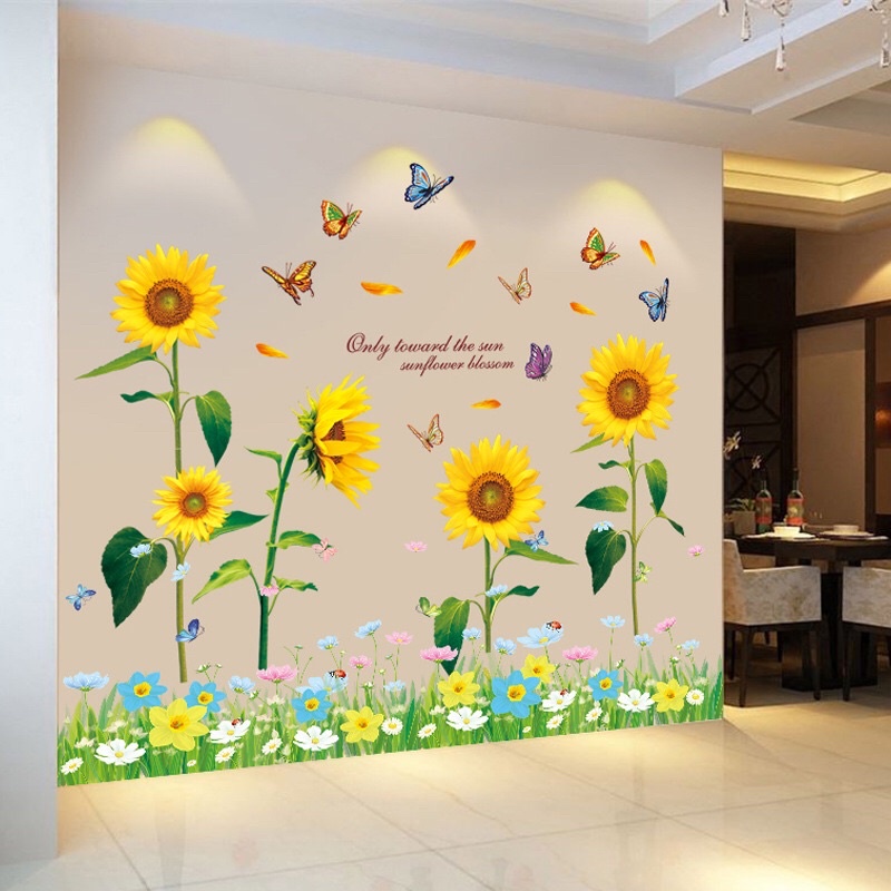[Tổng Hợp] Tranh Dán Tường, Decal dán tường hoa hướng dương.
