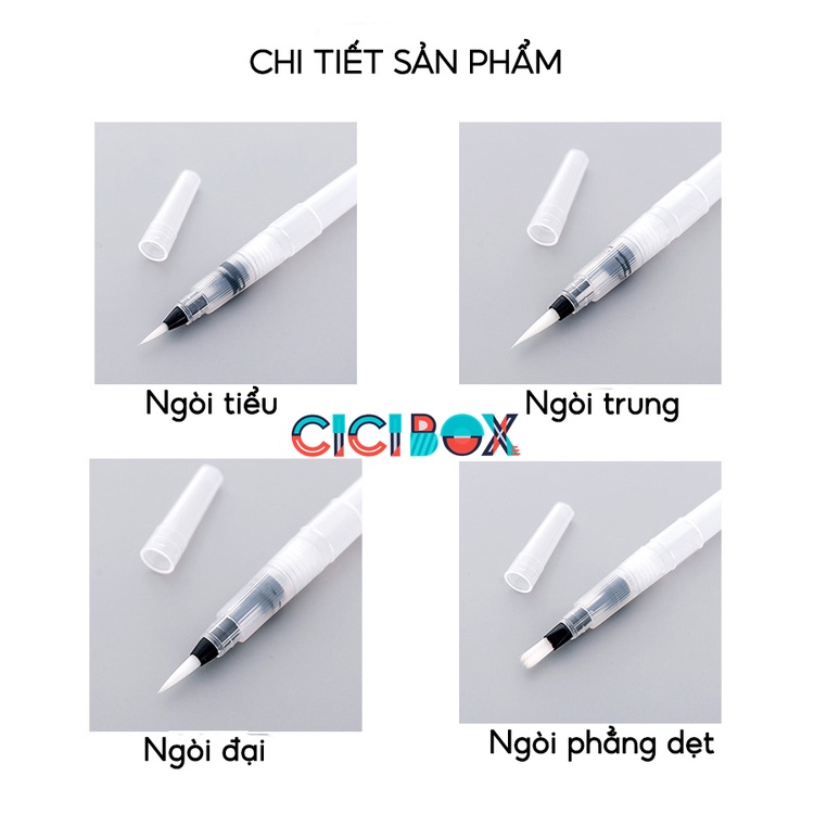 Bút cọ đầu mềm Bút lông thiết kế nhỏ gọn, cọ vẽ màu nước nhiều kích thước vẽ màu nước chuyên dụng CICIBOX