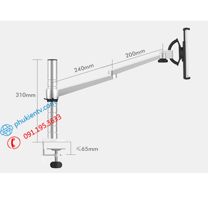 Giá Treo Đỡ Laptop - Macbook 10 - 15.6 Inch / Máy Tính Bảng - Ipad 9 - 10 Inch / Hợp Kim Nhôm Cao Cấp Model: OA 1S