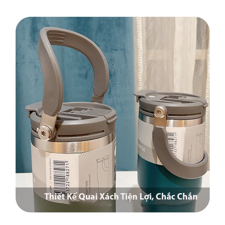 Ly giữ nhiệt inox 304 có quai xách dung tích 900ML cao cấp Tyeso