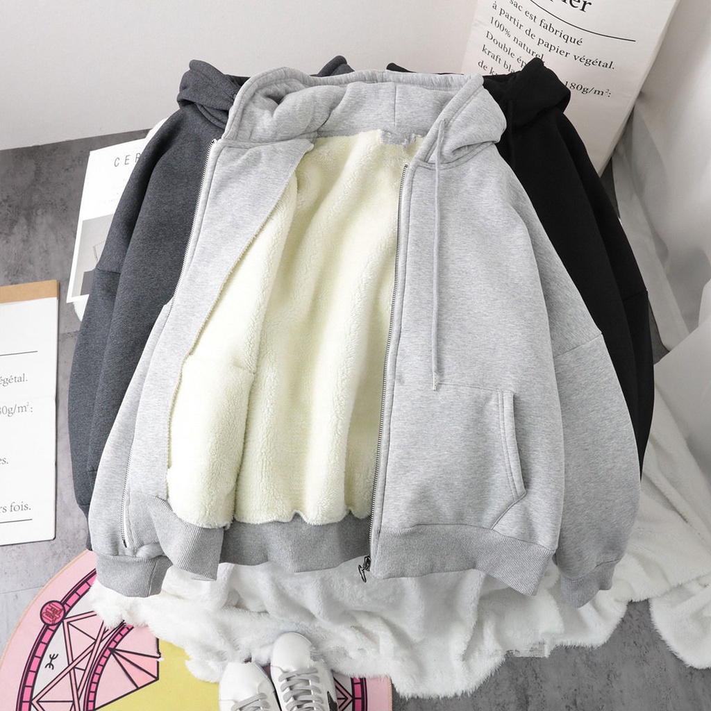 【Yuki】Áo khoác khóa bên trong lót bông siêu ấm 2021 | BigBuy360 - bigbuy360.vn