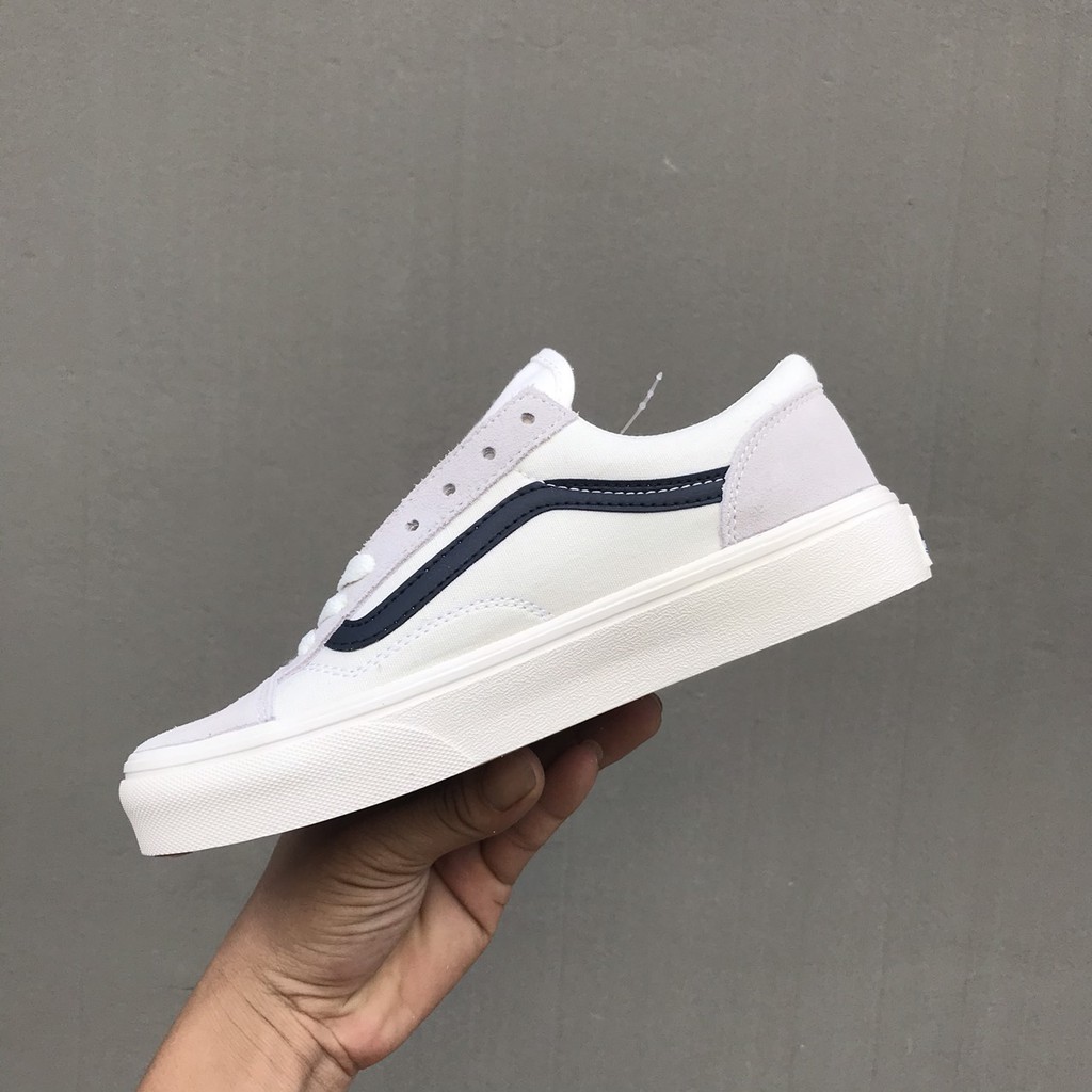 Giày thể thao,Giày sneaker,Giày 𝐕𝐚𝐧𝐬 trắng sọc xanh than | BigBuy360 - bigbuy360.vn